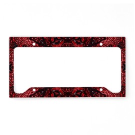 CafePress Vintage Red Floral Bohemian P License Plate Holder Aluminum License Plate Frame, License Tag Holder
