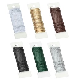 PATIKIL 20 Gauge Floral Flexible Paddle Wire, 112 Yard (336 Feet) Florist Wreath Wire for Crafts Flower Arrangement, Green/Coffee/Silver/Gold/Black/White 6 Rolls