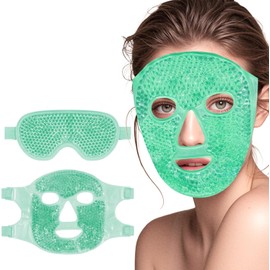 2PCS Máscaras de Hielo para Ojos y Cara, Máscara de Gel Facial Reutilizable Fría/Caliente para Ojos y Cara, Reduce Bolsas, Ojeras, Migraña y Estrés - Antifaz de Felpa Suave para Dormir, Cuidado de la Piel