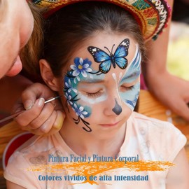 GUIBELL Kit Pintura Facial y Corporal 42 Colores Glitter con Accesorios Incluye plantillas, pinceles y accesorios, ideal para fiestas, Halloween, Navidad y eventos deportivos