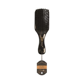 Wave Brush Premium Hard Bristle Wavy Black Wooden Hairbrush Natural 50% Boar 50% Nylon (Club)
