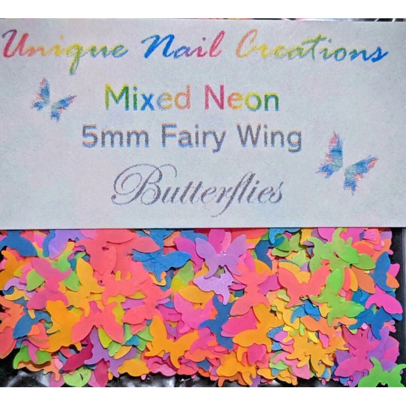 Unique Nail Creations NEON BUTTERFLY GlitterU Choose Color~Nail Art•Acrylic•Ge -