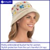Easylife Embroidered Hat (Natural). Ladies Sun Hat with Roll-Down Brim