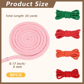 100% Natural Cotton Cord,5mm x25 Yard Mixed Color Twine String Cord Colored Cotton Rope Craft Cord for DIY Crafts Knitting Plant Hangers Christmas Wedding Decorate (Color 2)