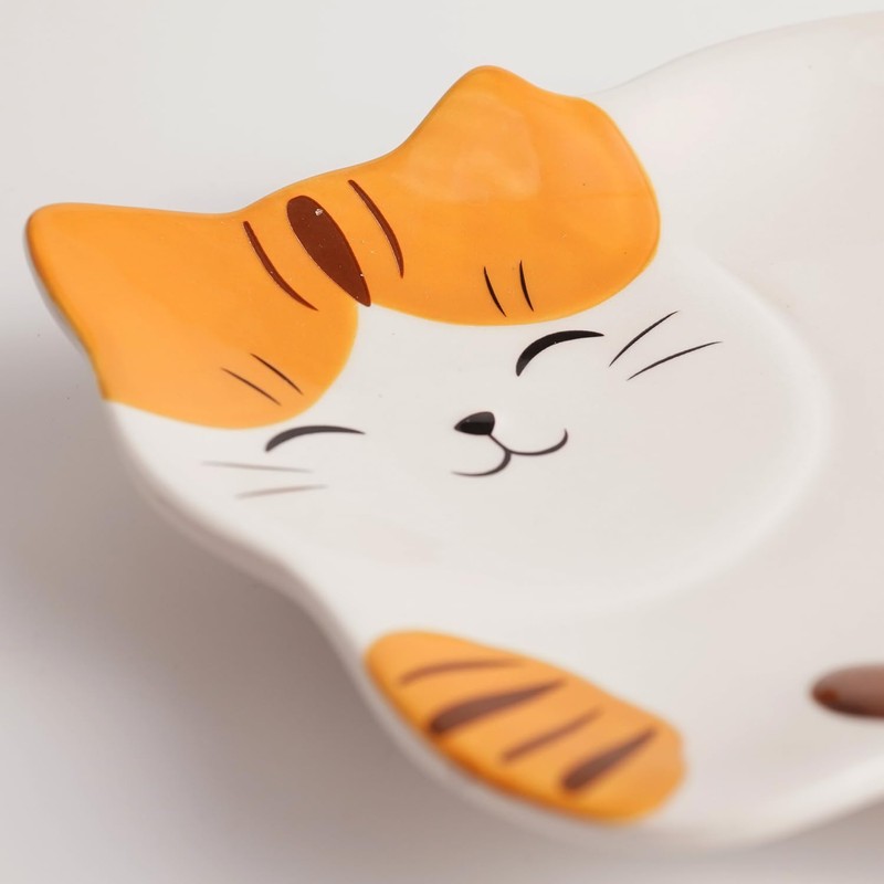Cat Shaped Ceramic Plate – 6.8 x 5.1 inch Small