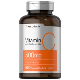 Horbäach Vitamin C 500mg | 500 Caplets | with Bioflavonoids and Rose HIPS | Supplement for Women and Men | Vegetarian, Non-GMO, and Gluten Free
