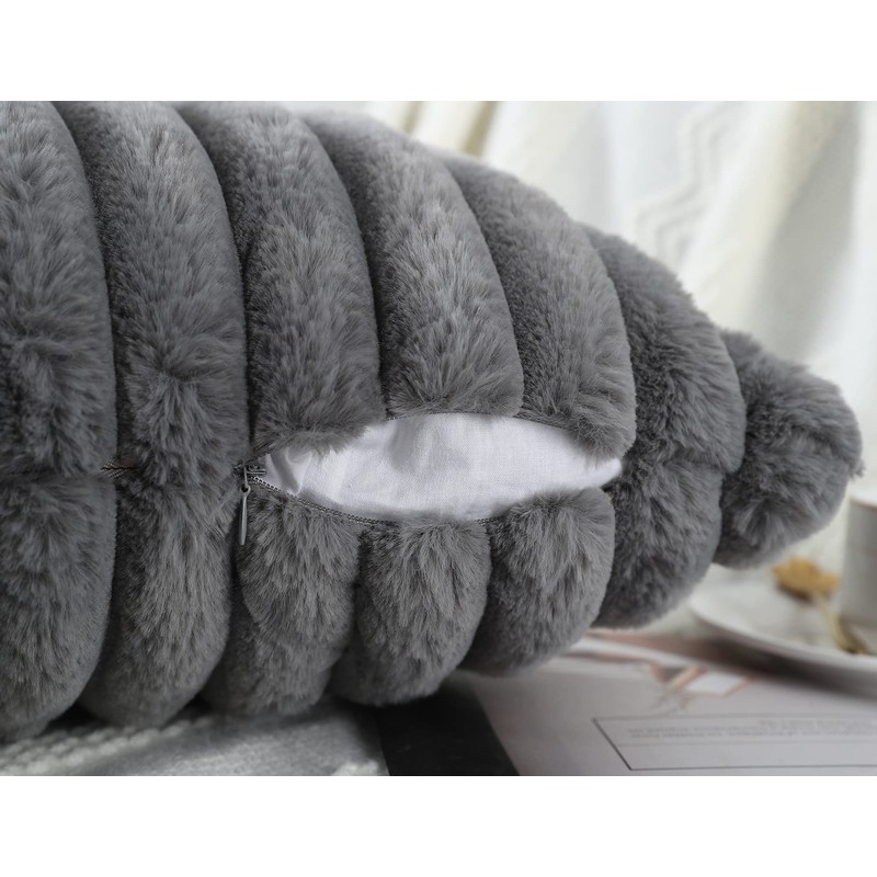 PANOD Faux Fur Decorative Lumbar Throw Pillow Covers 12 x