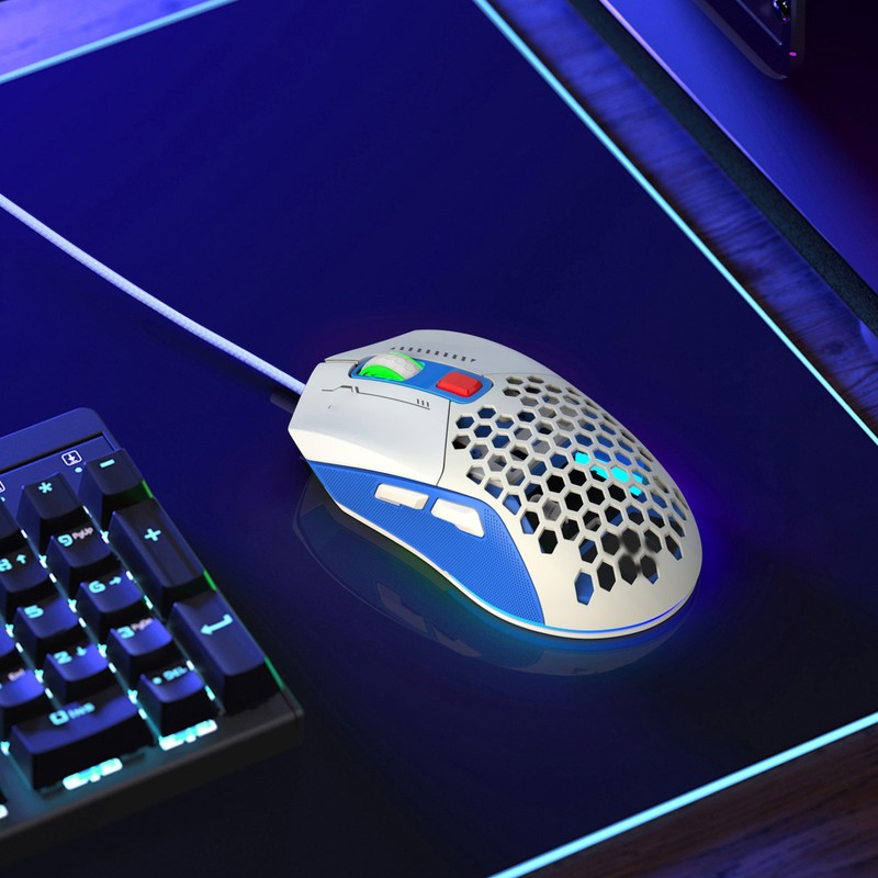 Wired Mouse Ergonomic RGB Backlit Adjustable DPI Programmable Keys 4.9ft