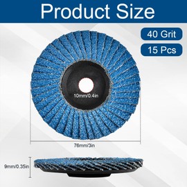 Akamino 15 Pcs Angle Grinder Discs 76mm, 40 Grit Flap Discs Grinding Wheel Sanding Discs for Angle Grinder to Sanding Grinding Polishing Metal Wood Steel (Blue,3 Inch)