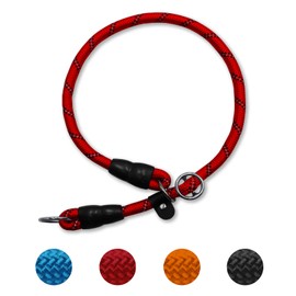 LOS ANDES Dog Slip Collar, No Pull Choker Collar for Dogs, Slip Collars with Slidable Stopper, Dog Training Collar Martingale Collar for Small Medium Large Dogs, Red-Reflective, S (15 in x 8 mm)