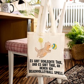 Mr. & Mrs. Panda Otter Beach Volleyball Tote Bag, Gift, Shopper, Sportsman, Jute Bag, Shoulder Bag, Sports, Jute Bag, Gift, Hobby, Shopping Bag, Beach Bag, Ball Sports, White, Hand Drawn