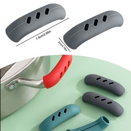 2Pcs 3 * 0.8'' Silicone Assist Handle Holder Grip, Cast Iron Skillet Handle Covers Heat Resistant, Non Slip Pot Grip Handle Sleeve, Hot Handle Holder Wok for Frying Pans Griddles, 3'' (Gray)