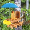 MIXXIDEA Wooden Squirrel Feeder Table with Water Bowl, Squirrel Picnic