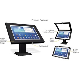 TABcare Locking Security Metal Case for Fusion5 10" Windows Tablet for Kiosk, POS, Store, Show Display (Black, Desktop Stand)