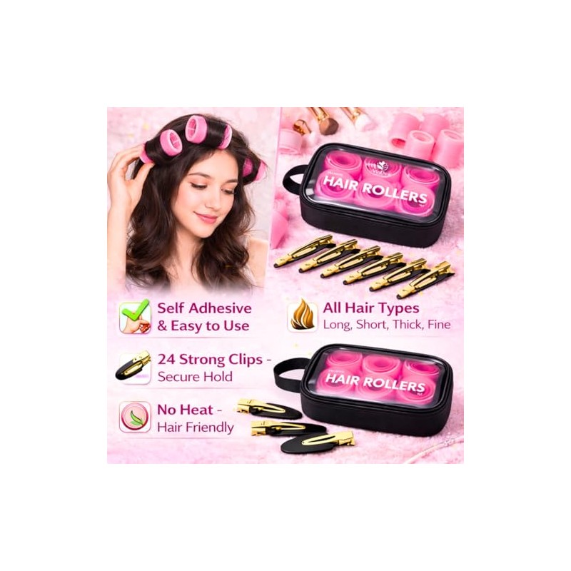 Hair Rollers with Clips 50PCS Set – Self Grip Curlers