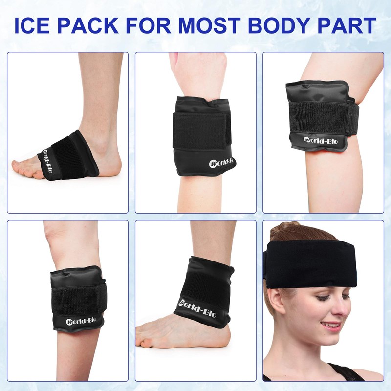 Gel Ice Pack Wrap with Velcro Strap, Ice Pack for
