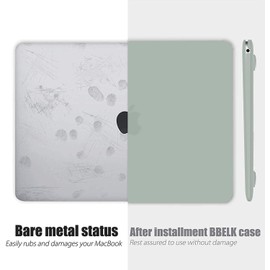 B BELK Compatible with MacBook Air 13 inch Case 2022 2021 2020 2019 2018 Release A2337 M1 A2179 A1932 with Touch ID, Matte Plastic Hard Shell Case & Keyboard Cover & Screen Protector, Antique Green