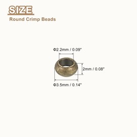 uxcell - 200 abalorio redondas para engarzar, de latón de 3,5 mm, abalorio sueltas de metal con extremos de abrazadera de metal, pequeñas abalorio para hacer pulseras, joyas, manualidades, bronce