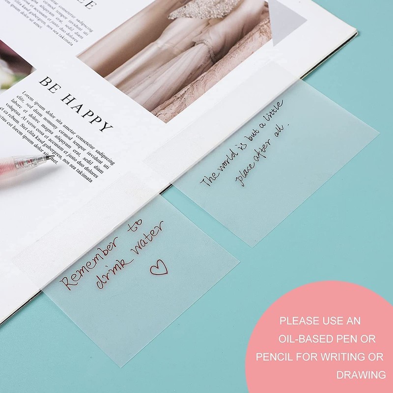 600 Sheets Transparent Sticky Notes, 2 Sizes, Transparent Sticky Notes,