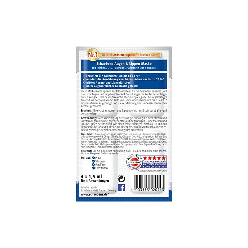 Schaebens Eye and Lip Mask Pack of 15 (15 x