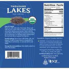 Thousand Lakes Organic Canadian Wild Rice - Premium - Bulk - 2.5 pounds | 100% Wild Rice | Wild Harvested
