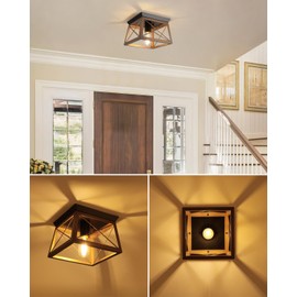 Foucasal Farmhouse Bronze Flush Mount Ceiling Light - 1-Light Industrial Kitchen, Rustic Flush Mount for Hallway, Entryway, Foyer, Dining Room, Bedroom