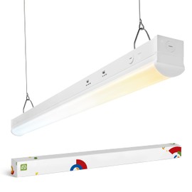 ASD 4ft LED Linear Strip Light Fixture - 20W-40W 5866LM Linkable LED Shop Light - 3500K-5000K Adjustable Dimmable Office & Workshop Commercial Ceiling Light Fixture - UL DLC