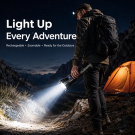 Rechargeable LED Flashlight for Outdoor Use – Type-C Zoomable Spotlight for Camping, Emergencies & Work