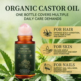 Castor Oil Organic Cold Pressed, Organic Castor Oil Rose Quartz Roller Ball
