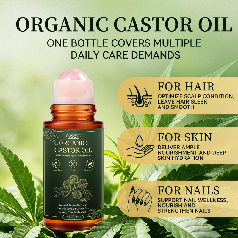 Castor Oil Organic Cold Pressed, Organic Castor Oil Rose Quartz
