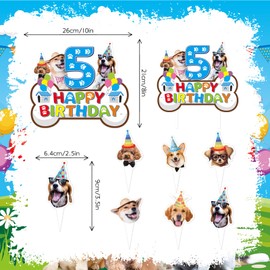 25pcs Dog 5th Birthday Party Supplies, Puppy Pet Cupcake Toppers Decoration, Dog Theme Happy Birthday Cupcake Toppers Baby Shower Kids Decorations (5th)