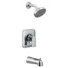 Moen Genta LX Chrome Posi-Temp Pressure Balancing Eco-Performance Modern Bathtub Shower Faucet, Featuring Shower Head, Lever Handle, and Tub Spout (Valve Required), T2473EP