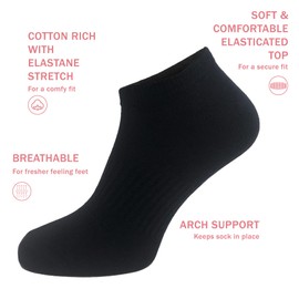 The Essentials Wardrobe Ladies FCO 15 Pack Trainer Liner Socks - Black - UK 4-8/EU 37-42