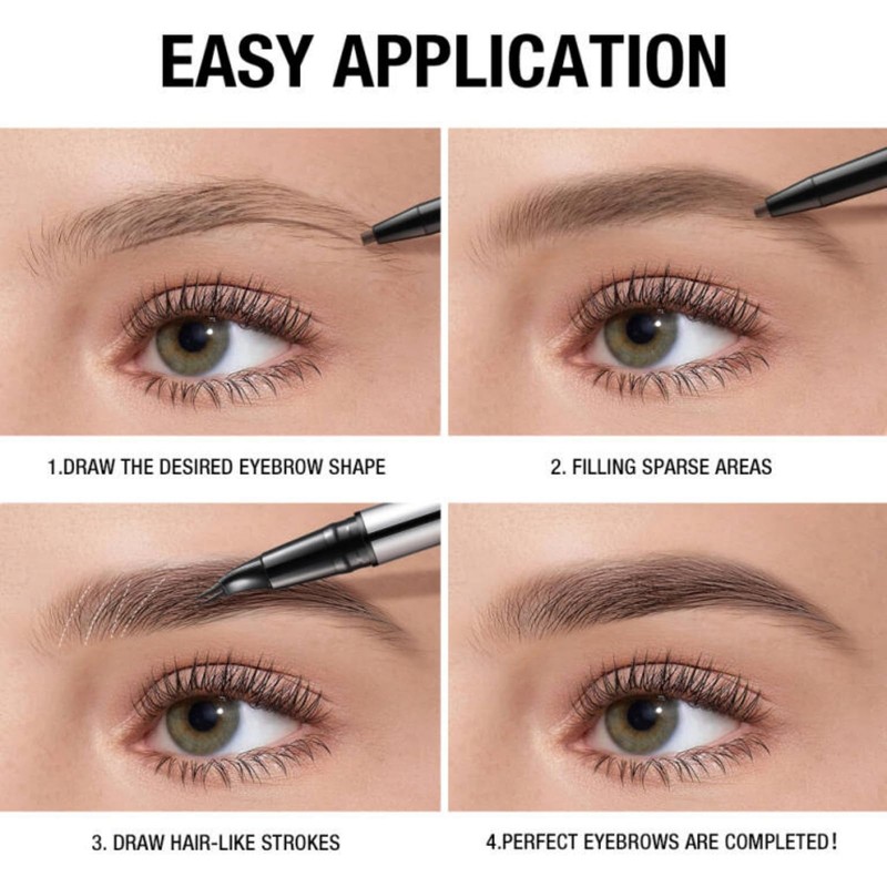 Curved Eyebrow Pen, 2-in-1 Dual Ended Eyebrow Pencil, Microblading Eyebrow