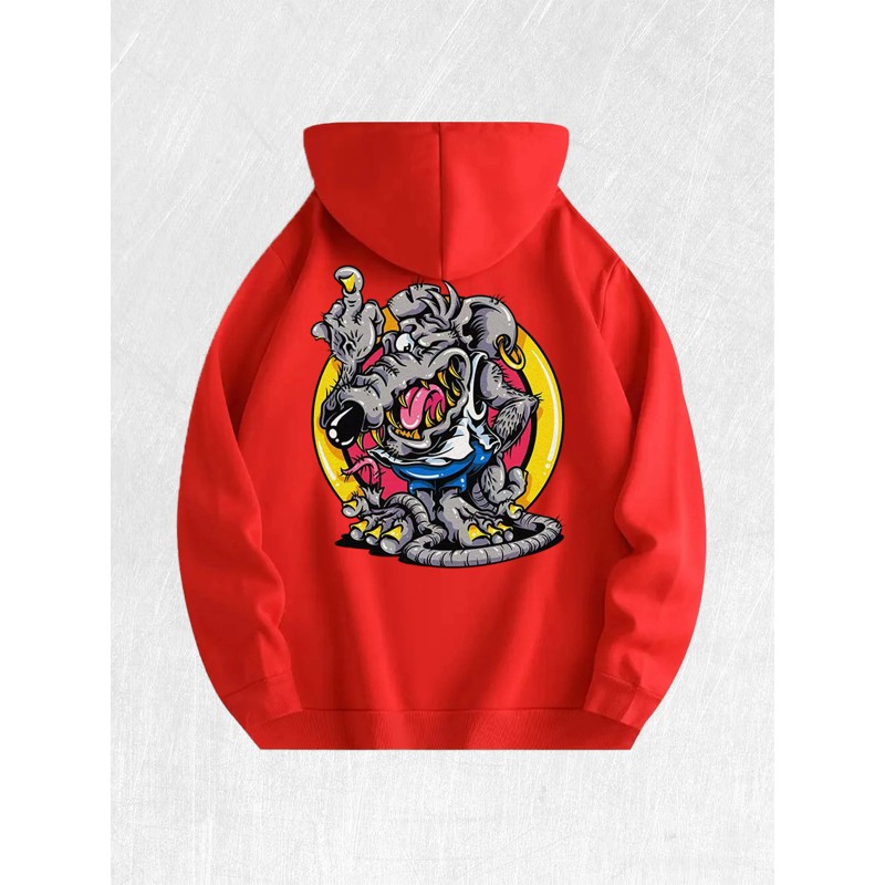Cartoon Rat Graphic Hoodie 100% Cotton US Warehouse 7 ColorsColor: