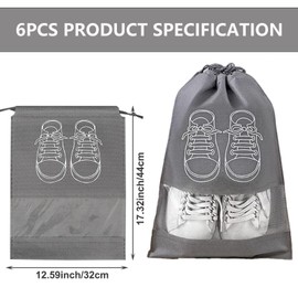 JOOTUEPO 6 Stück große Schuh-Aufbewahrungstaschen, staubdichte Kordelzug-Schuhbeutel mit transparentem Schlitz, tragbare, wasserdichte Verpackungs-Organizer für Reisen Oder Zuhause-Aufbewahrung