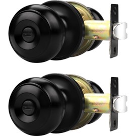 Probrico 2 Pack Black Door Knobs Interior,Door Lock for Bedroom Door Knobs Indoor Bed/Bath Door Handle with Lock for Privacy and Security,Interior Door Knobs for Left or Right Handed Doors