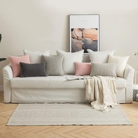 MIULEE Corduroy Cushion Cover Fabric Granule Throw Pillow Case Square Solid Home for Sofa Chair Couch Bedroom Decorative Pillowcases with Invisible Zipper 2 Pieces Light Grey 35x35cm 14x14 Inch