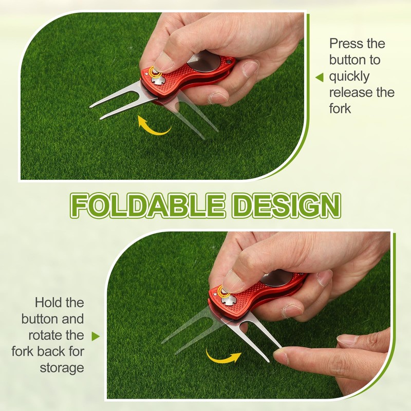 PATIKIL Golf Divot Repair Tool, 4 Pack Foldable Metal Golf