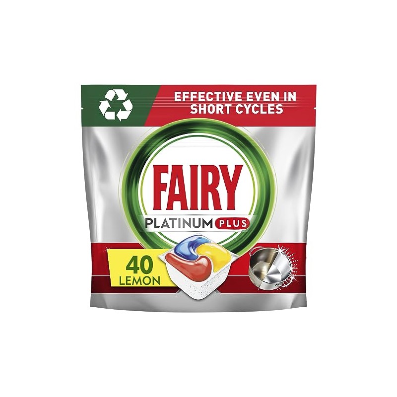 Fairy Platinum Plus Complete Dishwasher Tablets, 40 Tablets, Lemon, With