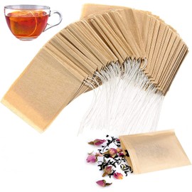 300 Pcs Disposable Tea Filter Bags Empty Cotton Drawstring Seal Filter Tea Bags for Loose Leaf Teal, Wood Pulp Material, Unbleached Empty Tea Infuser Sachets, 2.76x3.54