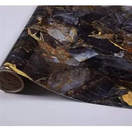 Yancorp 24"x 120" Dark Blue Black and Gold Wallpaper Yellow Easily Removable Wallpaper Self-Adhesive Kitchen Peel adn Stick Backsplash Countertop Vinyl Shelf (24"x120")