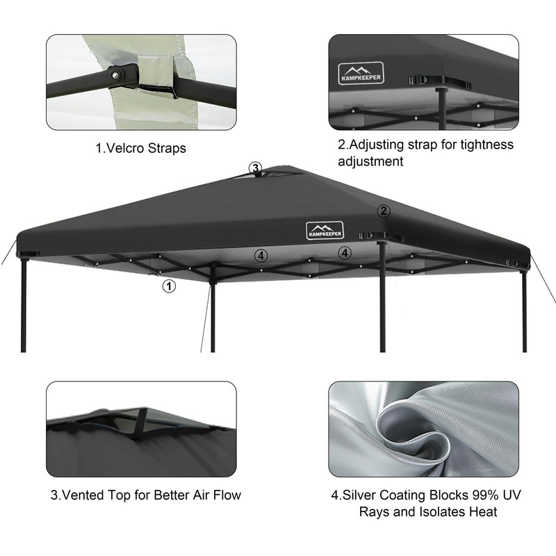 KAMPKEEPER Replacement Top Pop Up Canopy Tent Cover Roof with