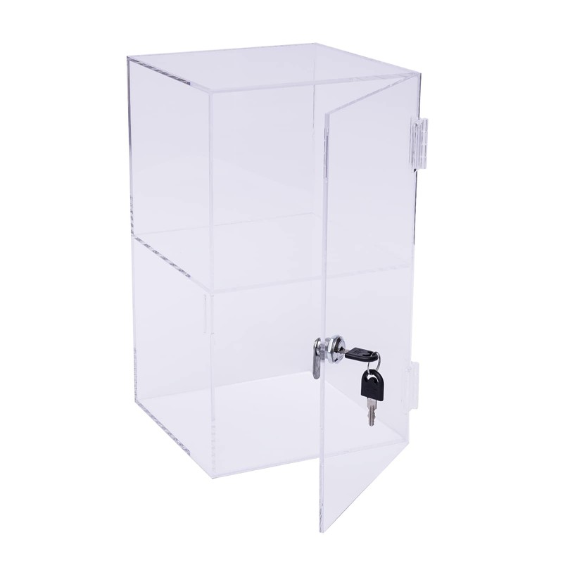 2-Shelf Clear Acrylic Display Case with Lock, Display Case Cabinet
