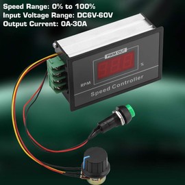 Speed Controller, DC 6-60V 12V 24V 36V 48V 30A PWM DC Motor Speed Controller, PWM DC Stepless Speed Controller, with Momentary Start/Stop Switch/Speed Control Potentiometer