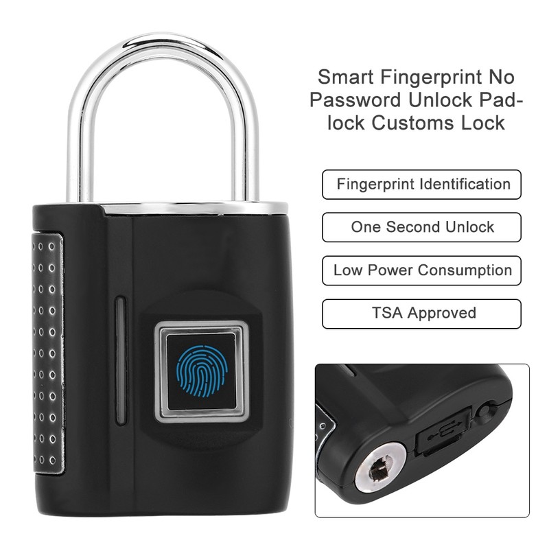 Smart Fingerprint No Password Unlock Padlock Customs Lock for Suitcase
