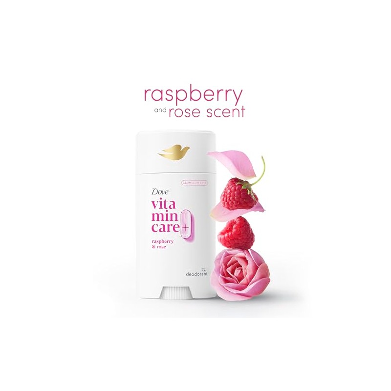 Dove Vitamincare+ Desodorante Libre Aluminio Stick Raspberry Rose 72H Protección