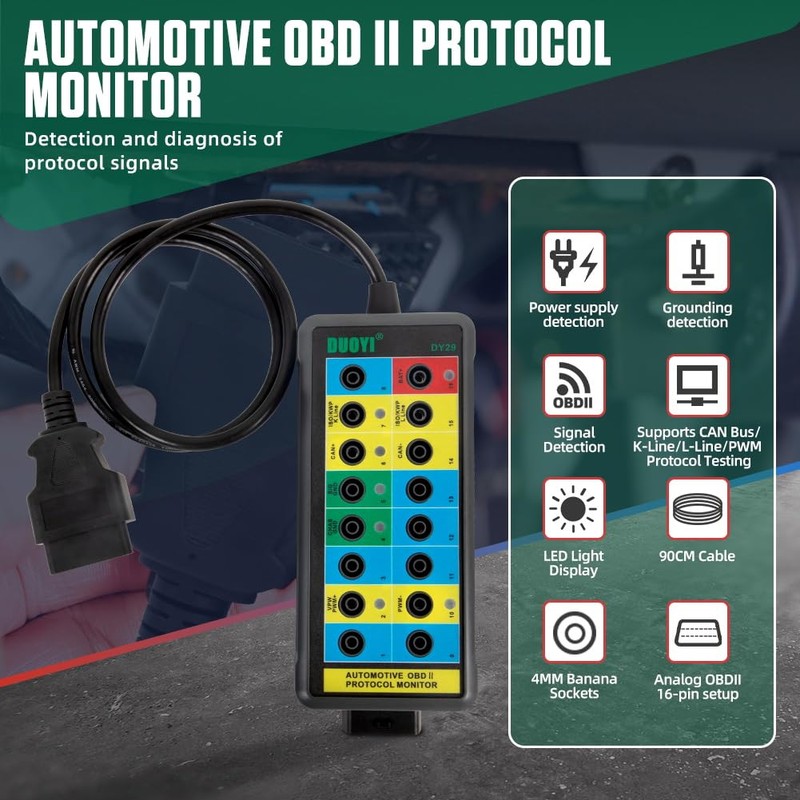 DUOYI OBD2 Breakout Box Can Bus Breakout Box with LED