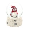 Snow Globe Christmas Gnome with Red Hat on White Base