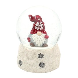 Snow Globe Christmas Gnome with Red Hat on White Base Length x Width x Height Diameter 6.5 x 6.5 x 8.8 cm Diameter 6.5 cm